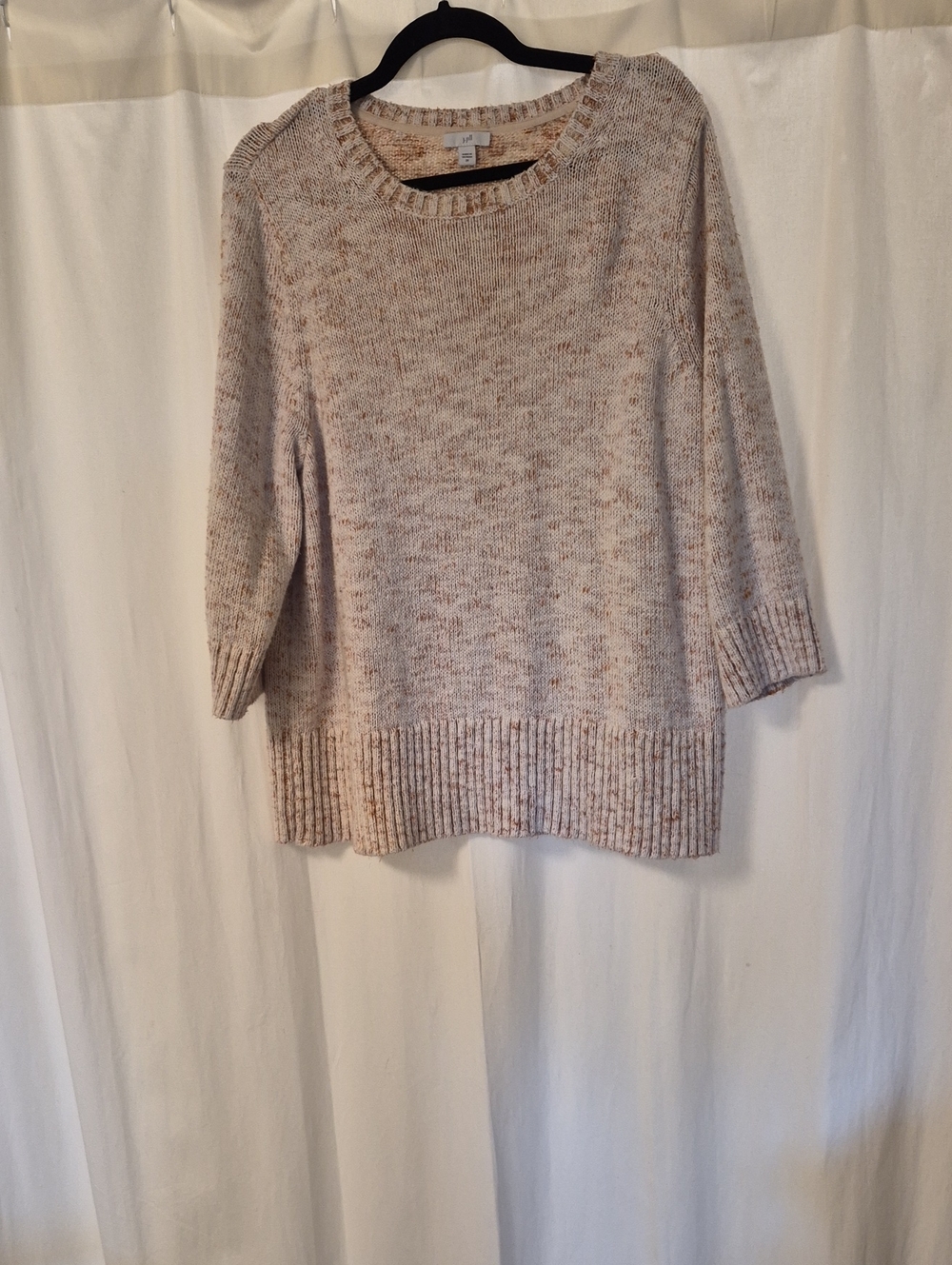 J. Jill Cotton Sweater, Heathered White With Rust